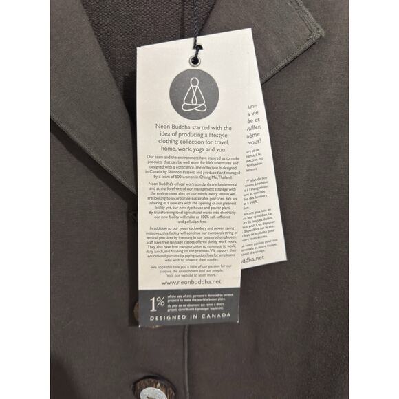 NWT Neon Buddha XL Button Up Shirt Jacket Brown Artsy Lagenlook Stretch Cotton - Picture 6 of 9